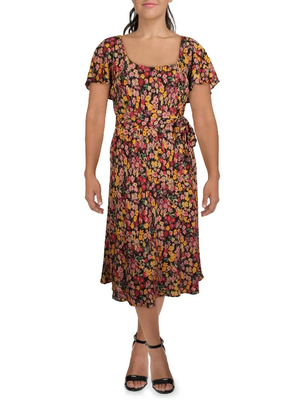 Womens Floral Long Midi Dress