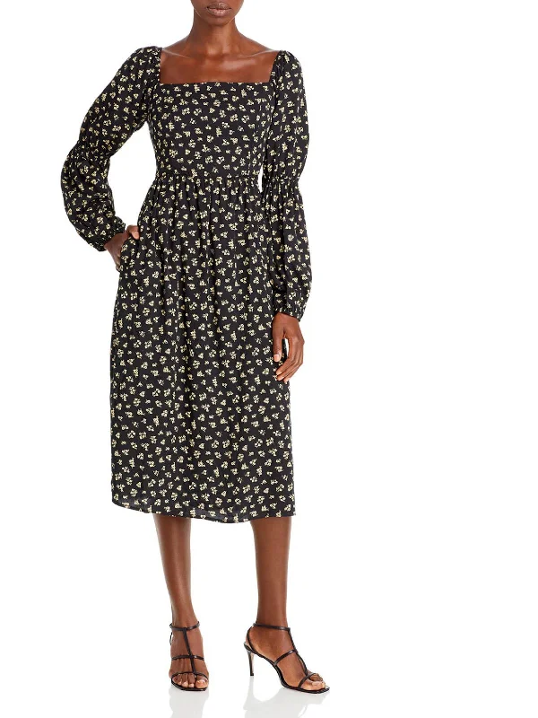 Womens Long Sleeve Calf Midi Dress