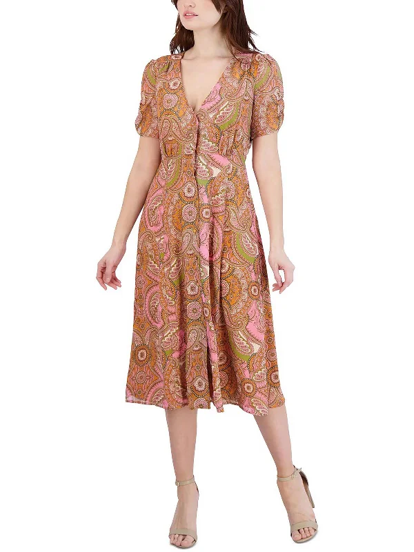 Womens Paisley Calf Midi Dress