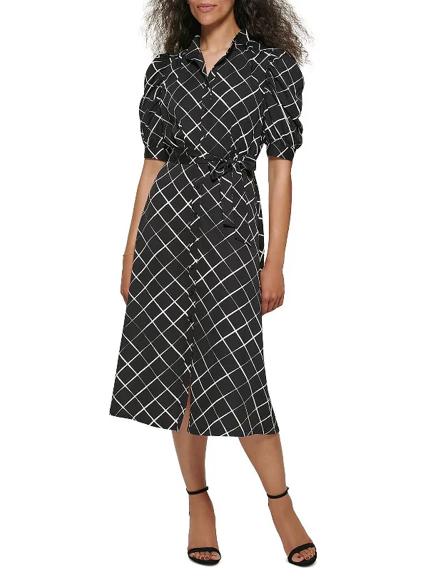 Womens Print Midi Shirtdress