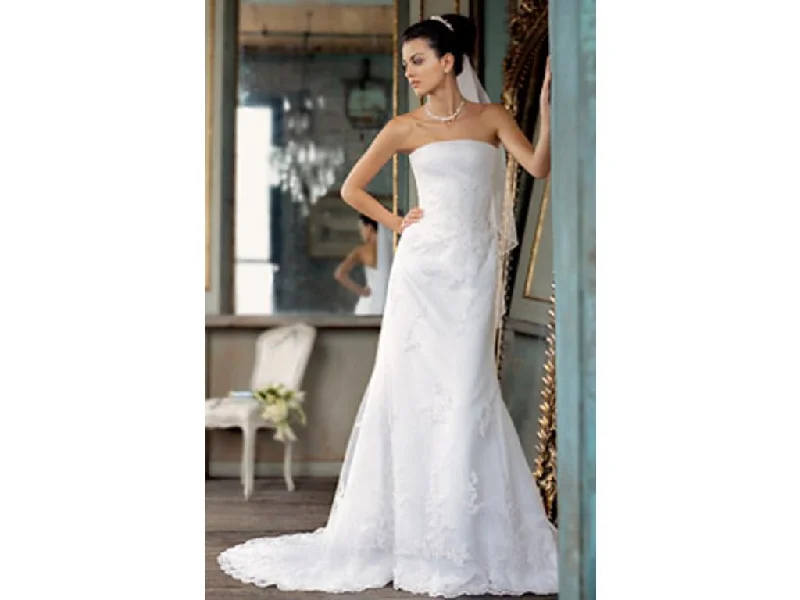 David's Bridal Strapless All Over Beaded Lace Gown