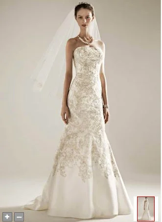 Oleg Cassini Mikado Trumpet Gown with Allover Beaded Lace Style