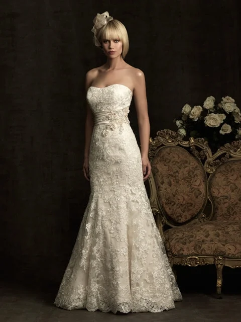 Other Fit and flare gown with delicate lace appliques