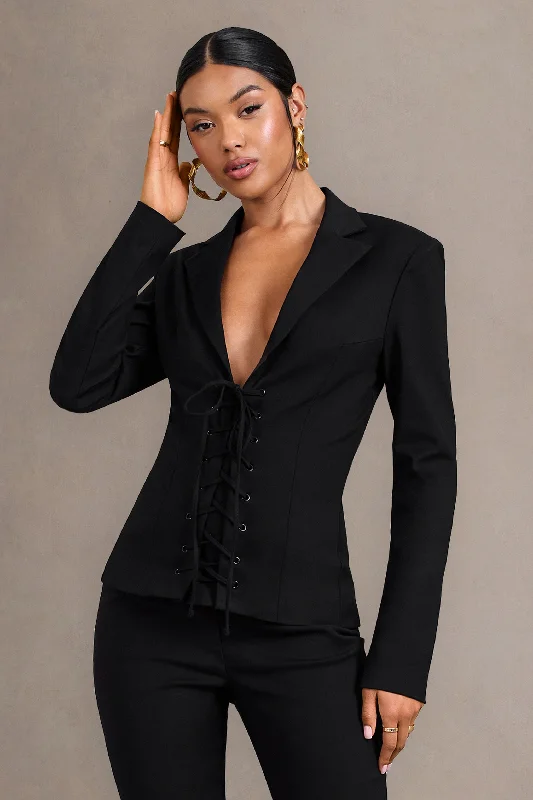 Runway Ready | Black Laced Corset Tailored Blazer