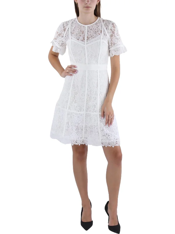 Womens Lace Above Knee Sheath Dress