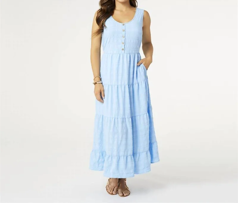 Meadow Gauze Tiered Tank Dress In Lt Blue