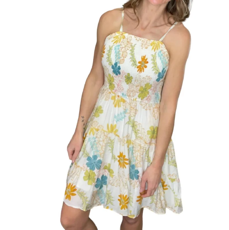 Smocked Tank Dress In Tropic Foliage